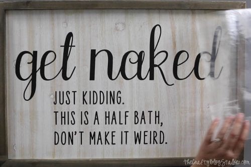 How to Make a Cricut Explore Air 2 Project Idea You'll Love, a funny bathroom sign tutorial featured by top US craft blog, The Crafty Blog Stalker.