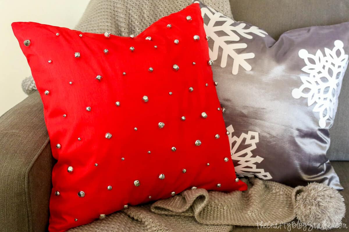 Holiday Throw Pillow with Bells