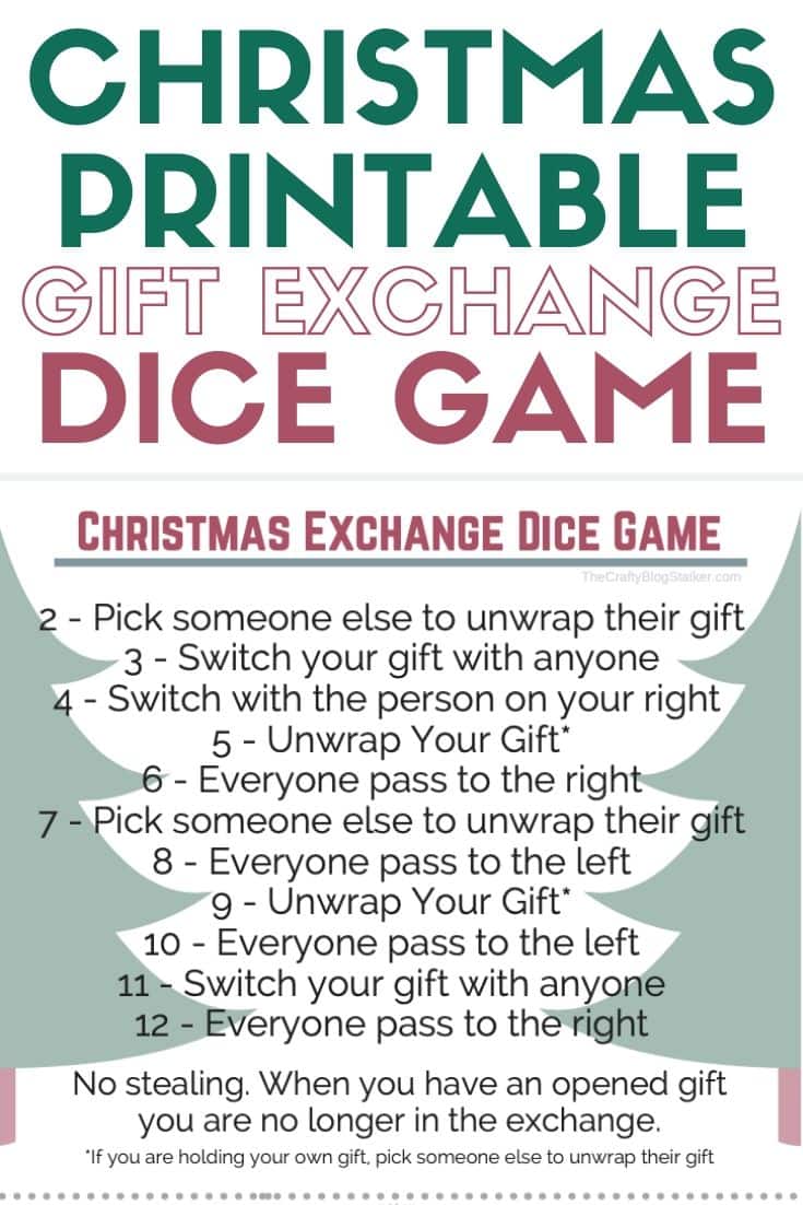 Christmas Gift Exchange Dice Game with Free Printable