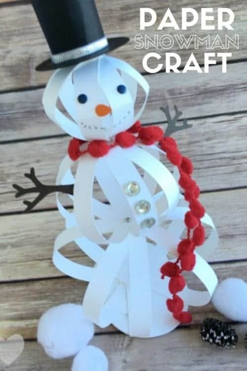 How to Make a Snowman Craft with Paper Strips, a tutorial featured by top US craft blog, The Crafty Blog Stalker.