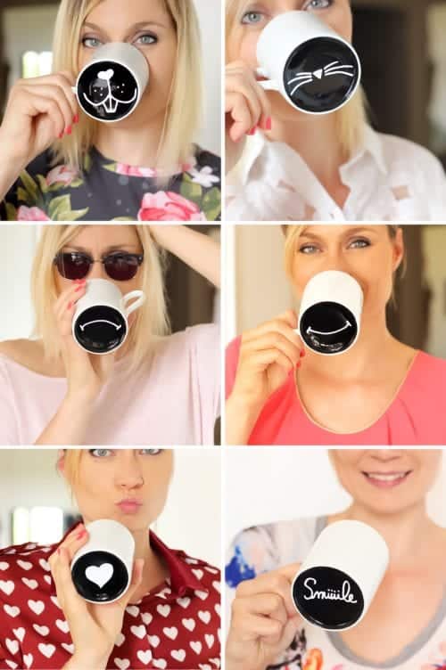20 Fun DIY Coffee Mugs featured by top US craft blog, The Crafty Blog Stalker: DIY Happy Mood Mugs