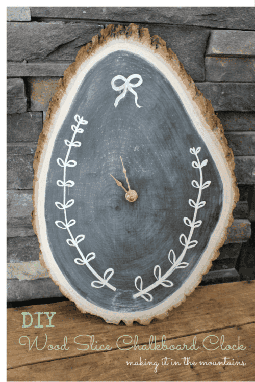 Wood Slice Chalkboard Clock