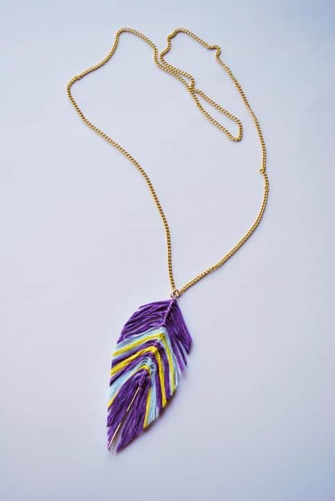 20 Unique Handmade Necklaces featured by top US craft blog, The Crafty Blog Stalker: String Feather Necklace