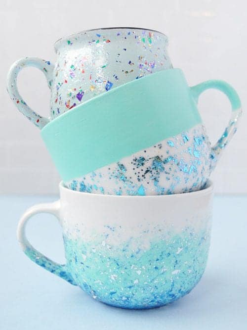 20 Fun DIY Coffee Mugs featured by top US craft blog, The Crafty Blog Stalker: DIY Glitter Speckled Mugs