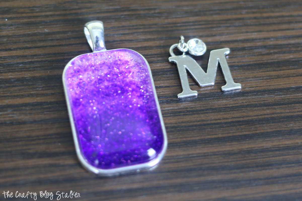 M charm for the ombre glitter necklace