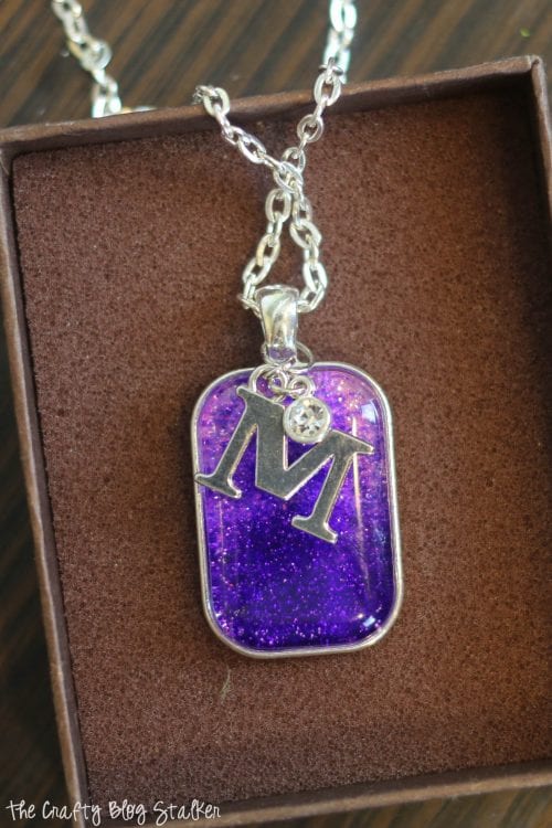 Ombre Glitter Pendant Necklace in a gift box ready to give