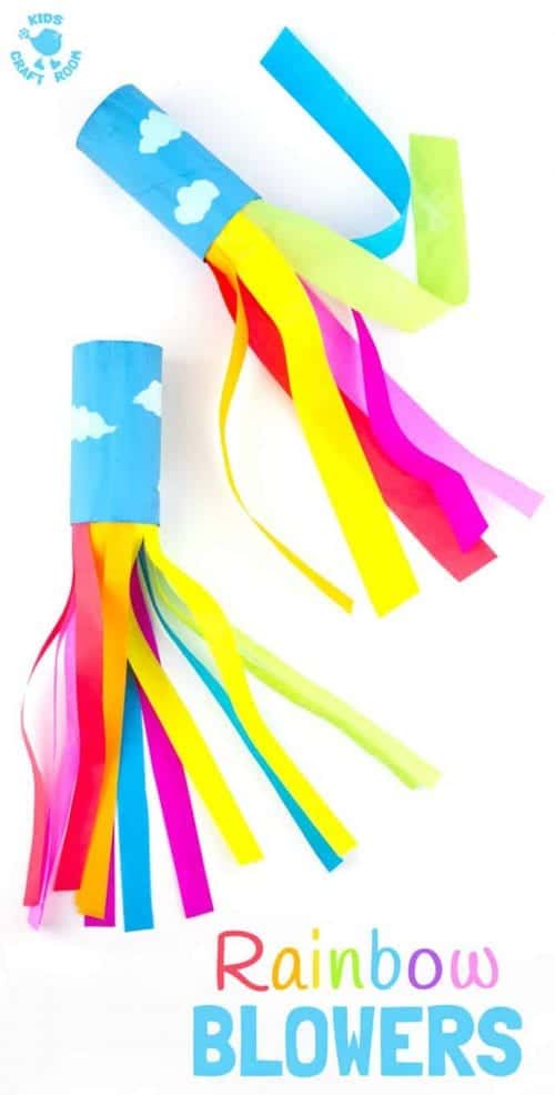 30 Fun Spring Break Crafts you can Make with Children featured by top US craft blog, The Crafty Blog Stalker: Cardboard Tube Rainbow Blower