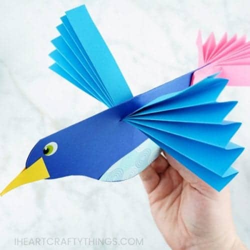 30 Fun Spring Break Crafts you can Make with Children featured by top US craft blog, The Crafty Blog Stalker: Colorful Paper Bird Craft