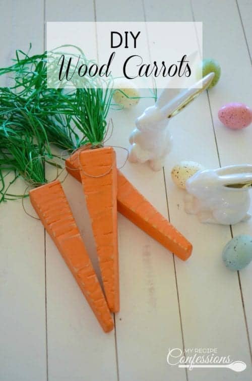 20 Fun DIY Easter Decor Ideas featured by top US craft blog, The Crafty Blog Stalker: DIY Wood Carrots