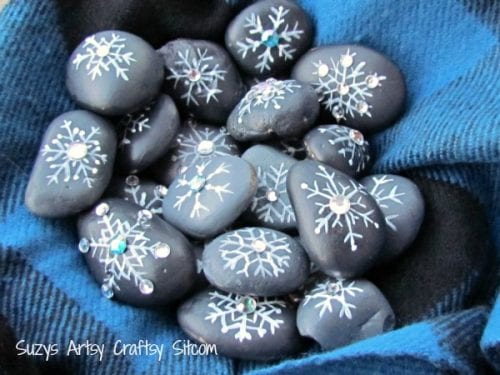 Snowflake Stones with Bling