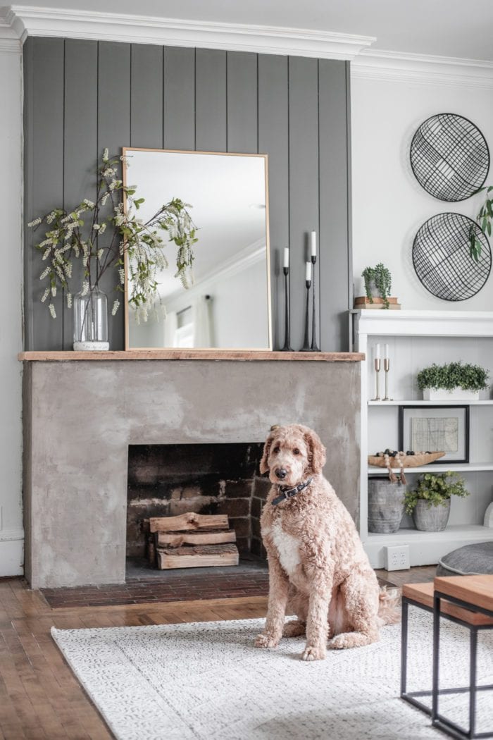 Faux Greenery used for Minimalist Spring Mantel Decor 