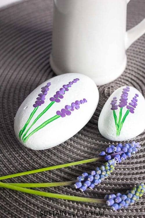 Grape Hyacinth Painted Rocks