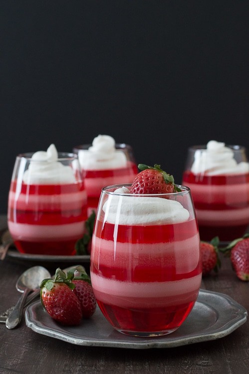 Layered Strawberry Jello Cups