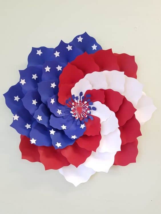 Patriotic American Flag Paper Flower