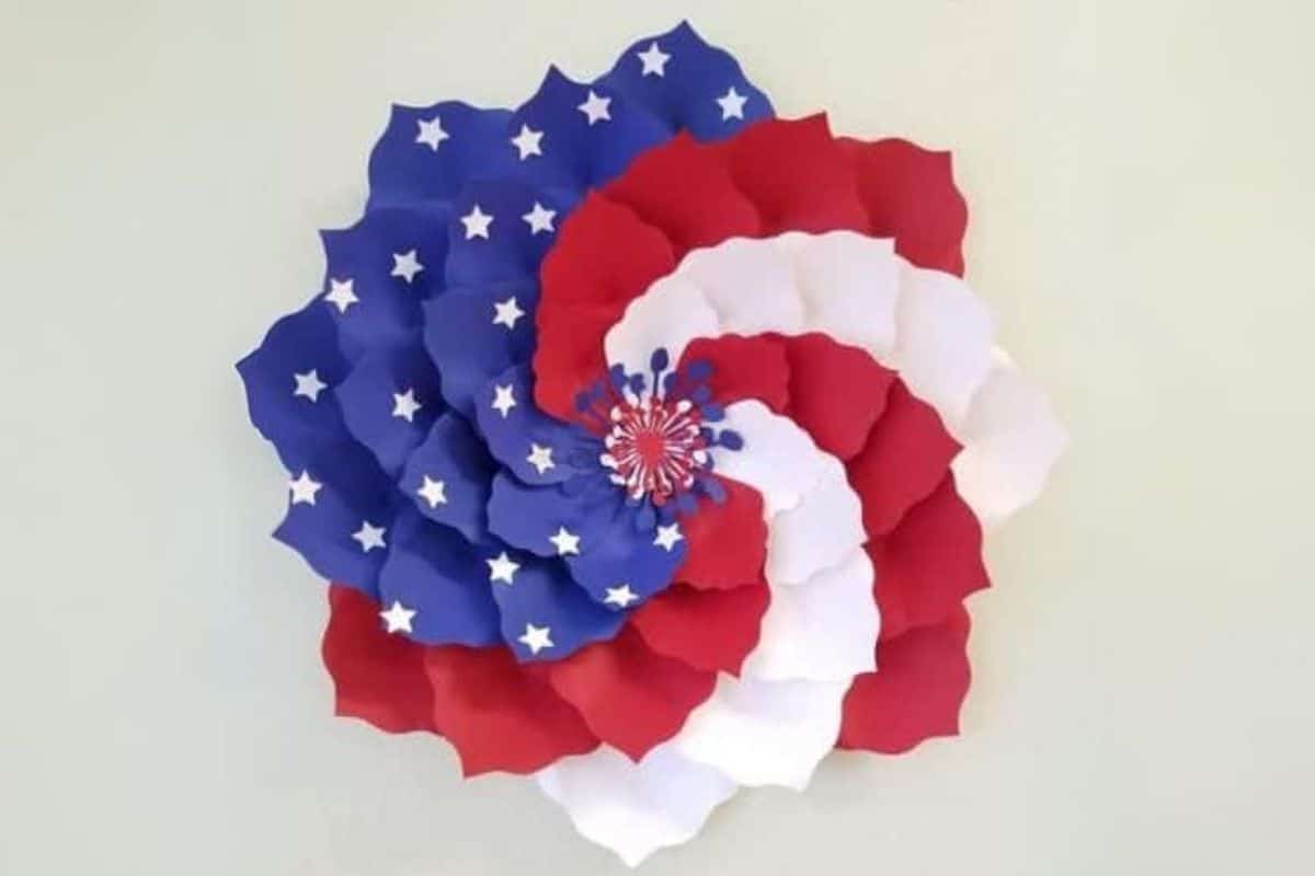 Patriotic American Flag Paper Flower.