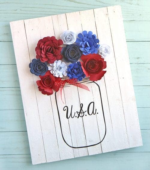 Patriotic Sign with Rolled Flowers
