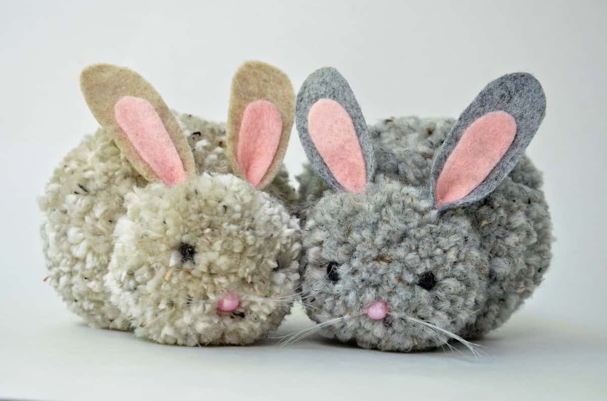 A pair of pom pom bunnies.