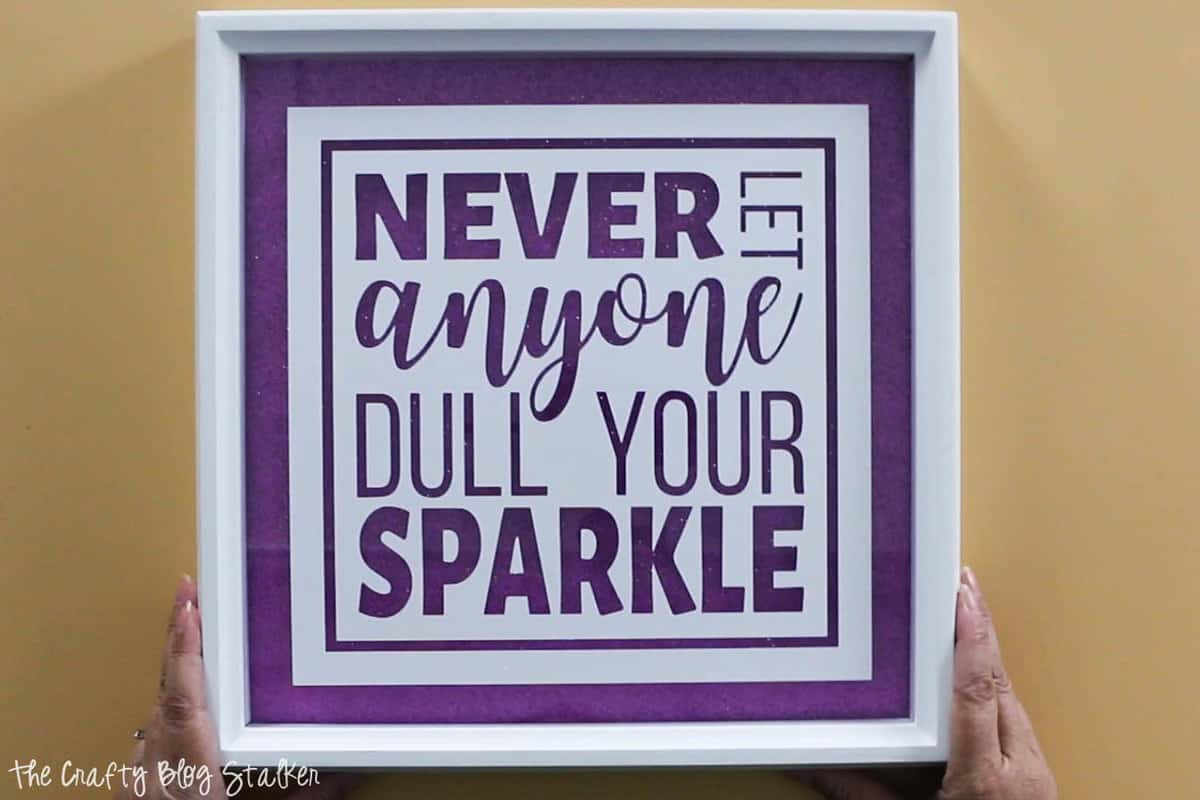 image of finished inspirational glitter quotes frame