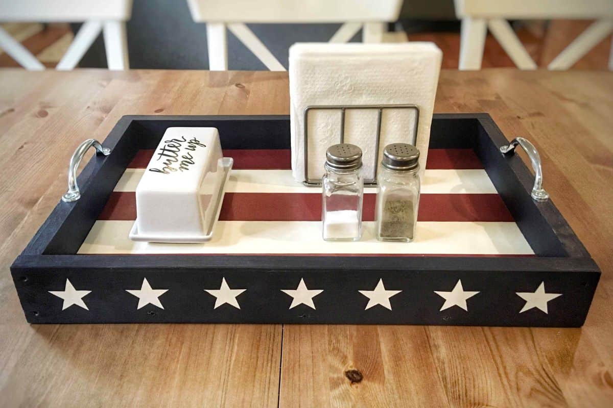 A stars and stripe serving tray.