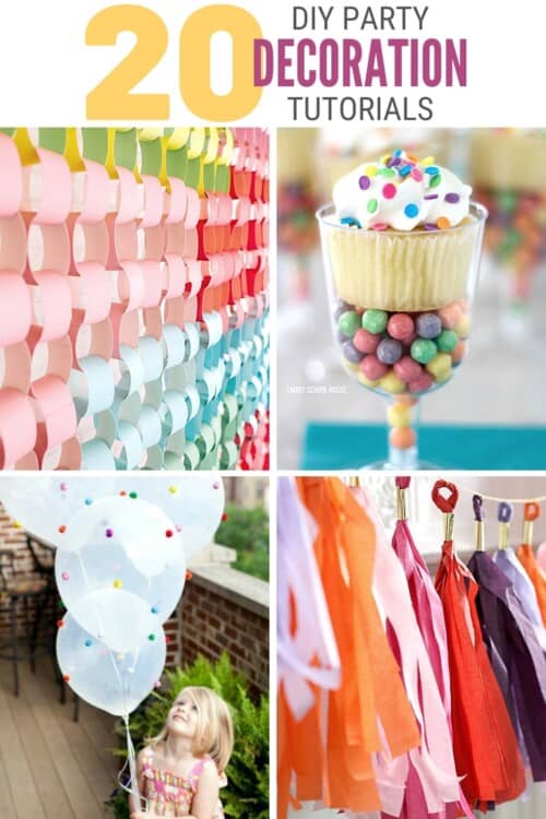 title image for 20 DIY Party Decorations for any Celebration with Step By Step Tutorials
