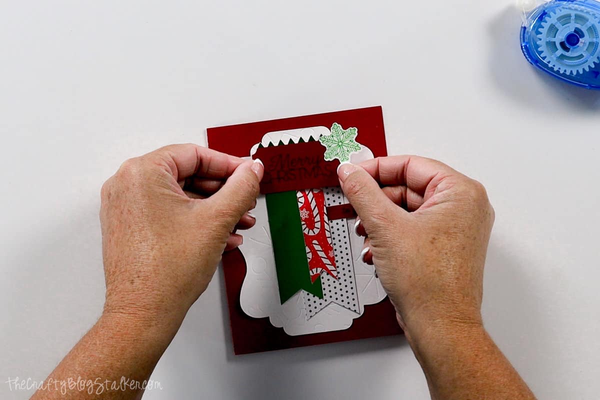 assembling the Merry Christmas Card