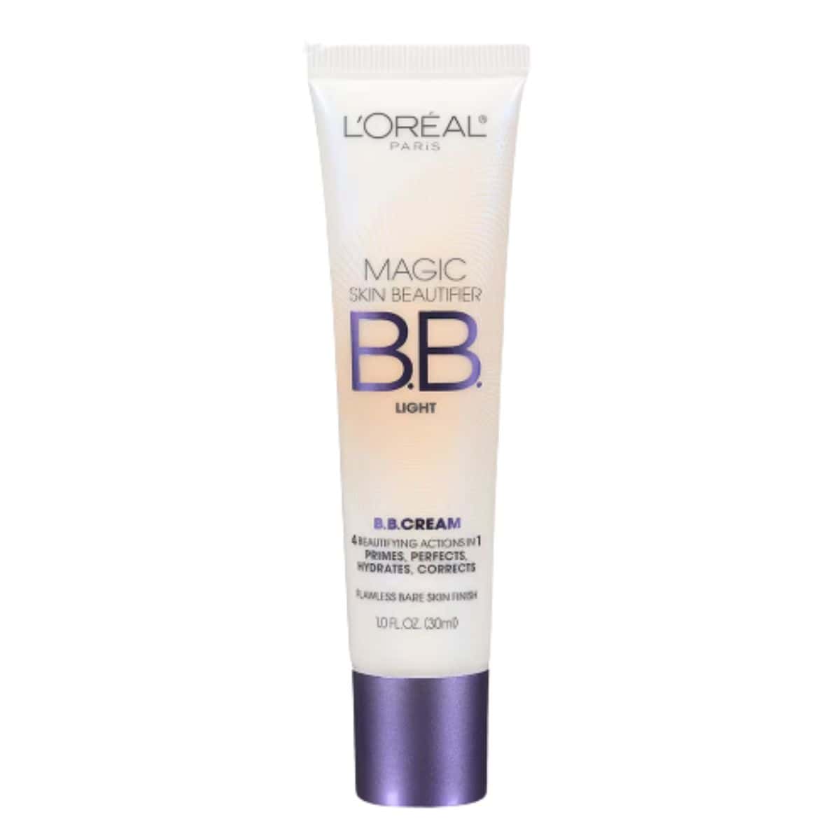 L'Oreal Paris Magic Skin Beautifier BB Cream in light shade, a multitasking beauty balm that primes, perfects, hydrates, and corrects skin tone.