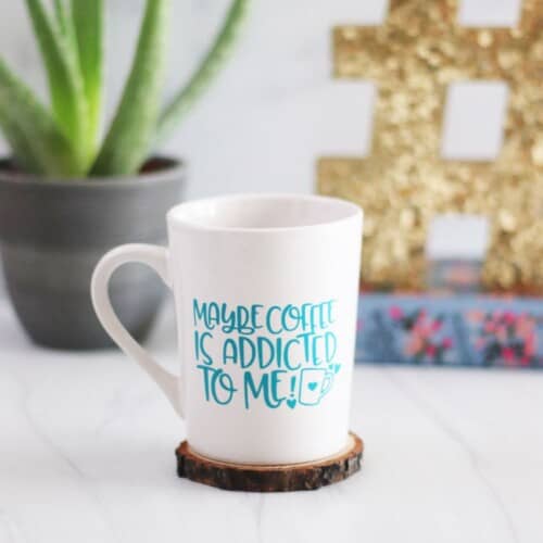 vinyl coffee mug made with Cricut