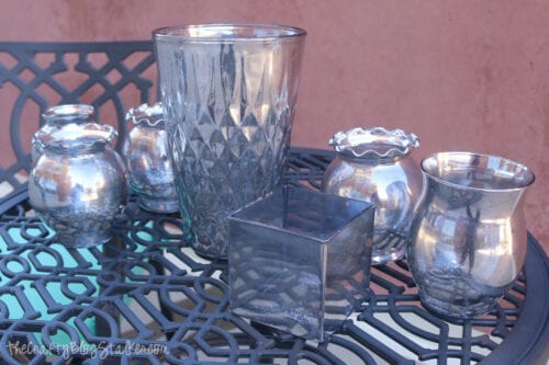 glass vases and dishes with diy mercury glass paint