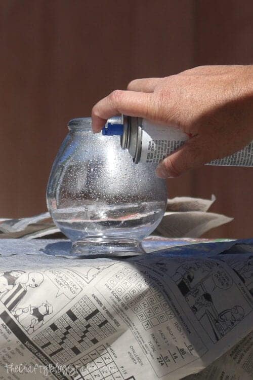 lightly spray the glass with Looking Glass Silver spray paint