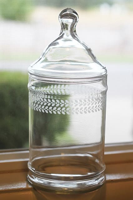 Decorative Etched Glass Jar