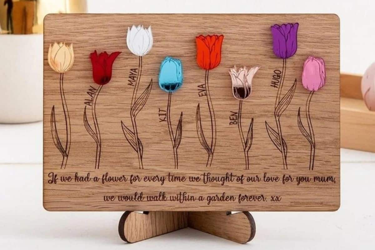 Personalized Tulip Plaque with Stand.