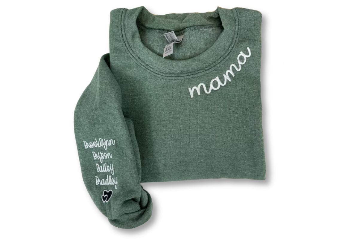 Custom Embroidered Mama Sweatshirt.