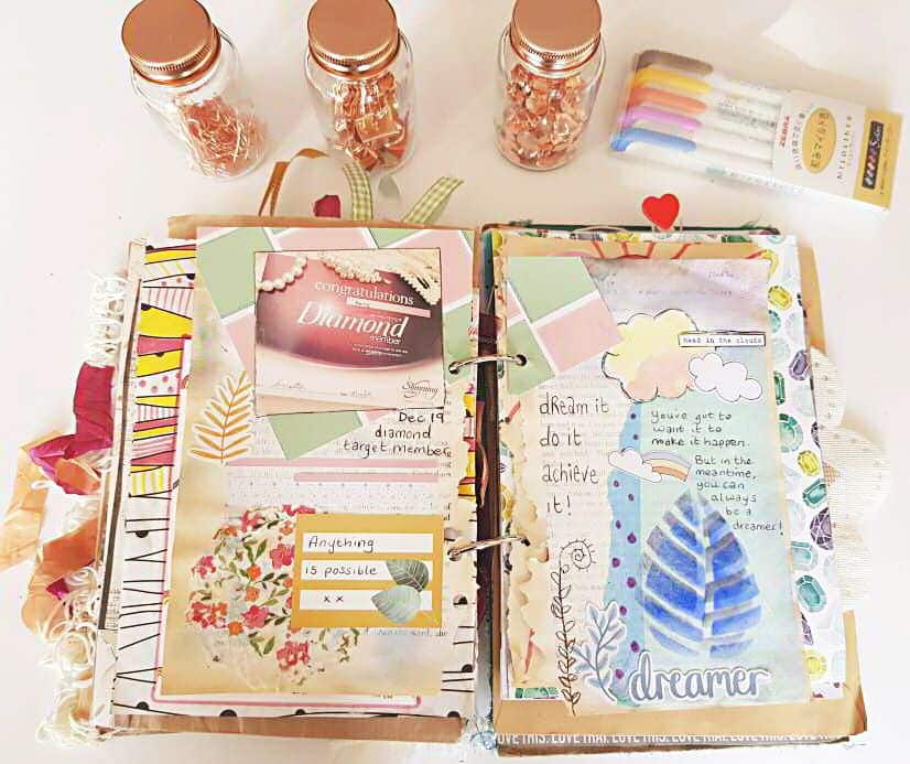 Creative Junk Journaling on Old Book Pages.
