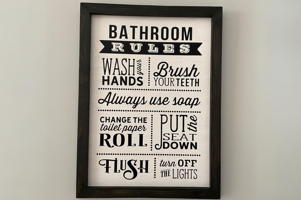 Bathroom Rules Sign.