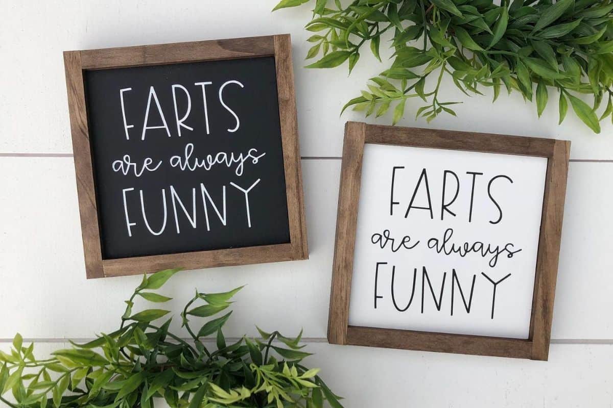 A sign that reads -farts are always funny.