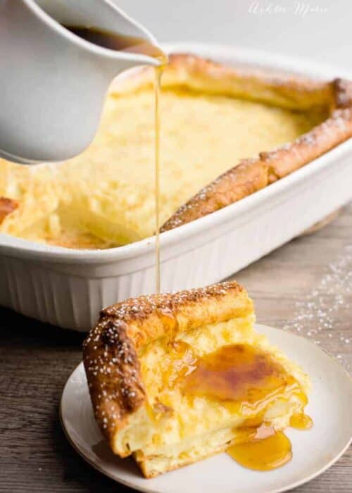 a favorite breakfast or dinner at our house are these German pancakes aka dutch babies or hootenannies. Easy to make only 4 ingredients filling and everyone loves them