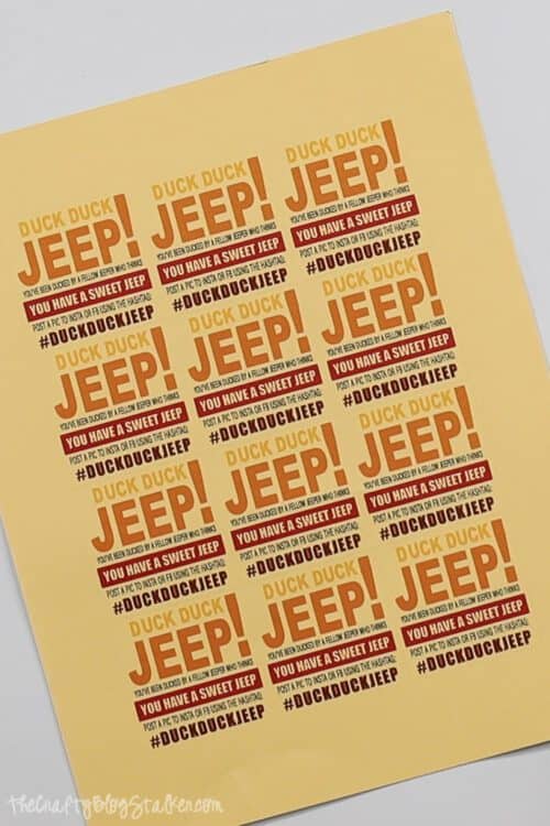 duck duck jeep printable pdf on yellow crdstock