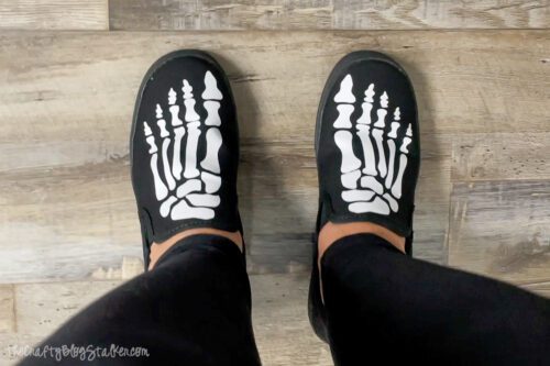 skeleton shoes on feet