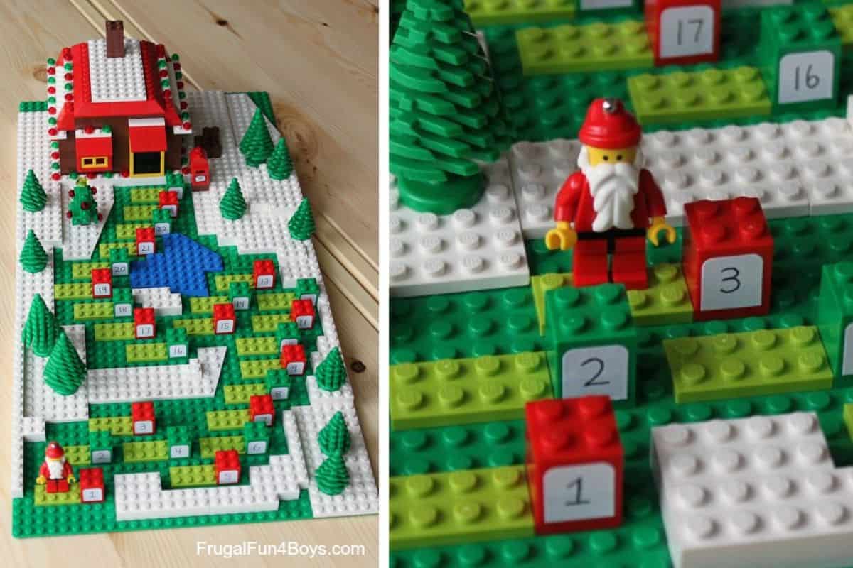 Calendário do Advento em bloco Lego feito à mão.