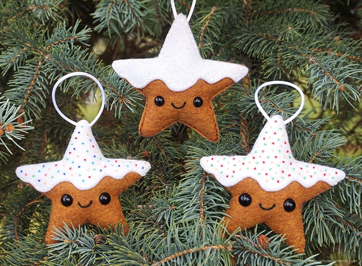 Felt Gingerbread Star Cookie Ornament.
