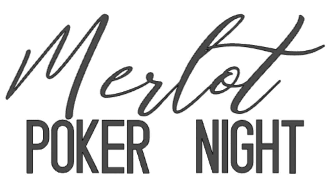 Cricut font example showing “Merlot” in elegant script and “POKER NIGHT” in tall, narrow block letters for a bold contrast.