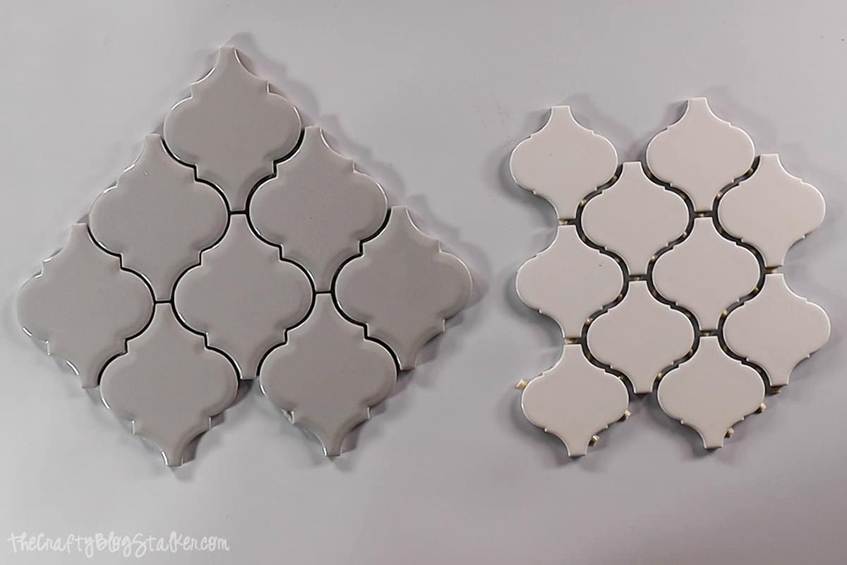 Blank arabesque tiles from Home Depot and Lowes.