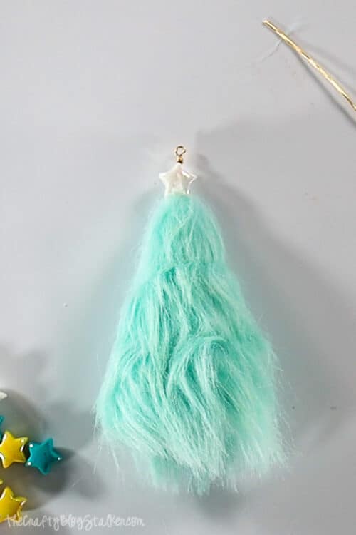 finished faux fur christmas tree ornament