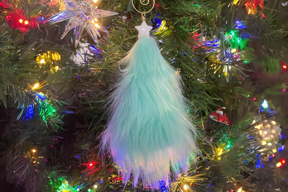 DIY faux fur christmas tree ornament.