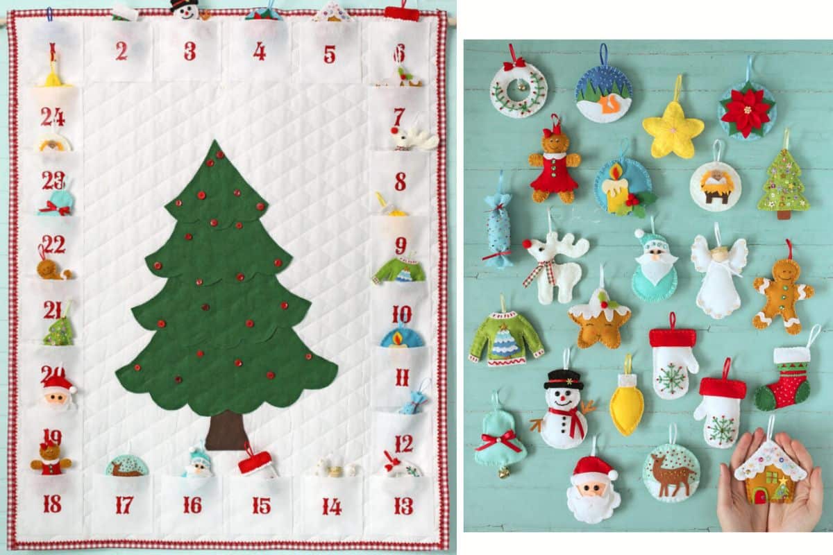 Advent Calendar with Felt Ornaments.