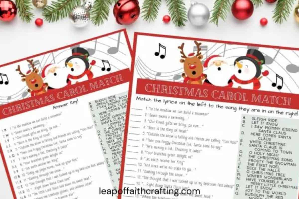 Christmas Song Games Printables.
