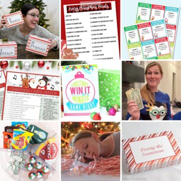 Collage with 9 Holiday Party Games.