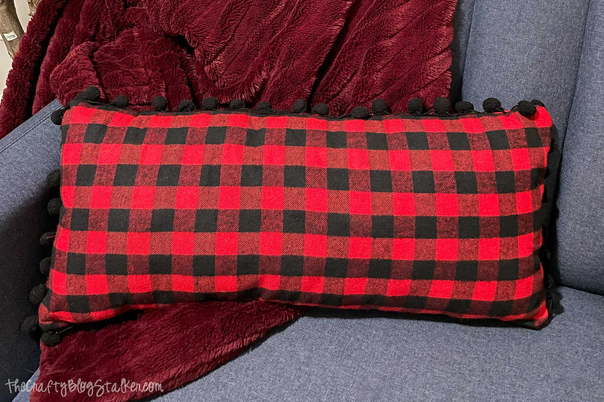 Buffalo plaid, red and black, pillow cover.