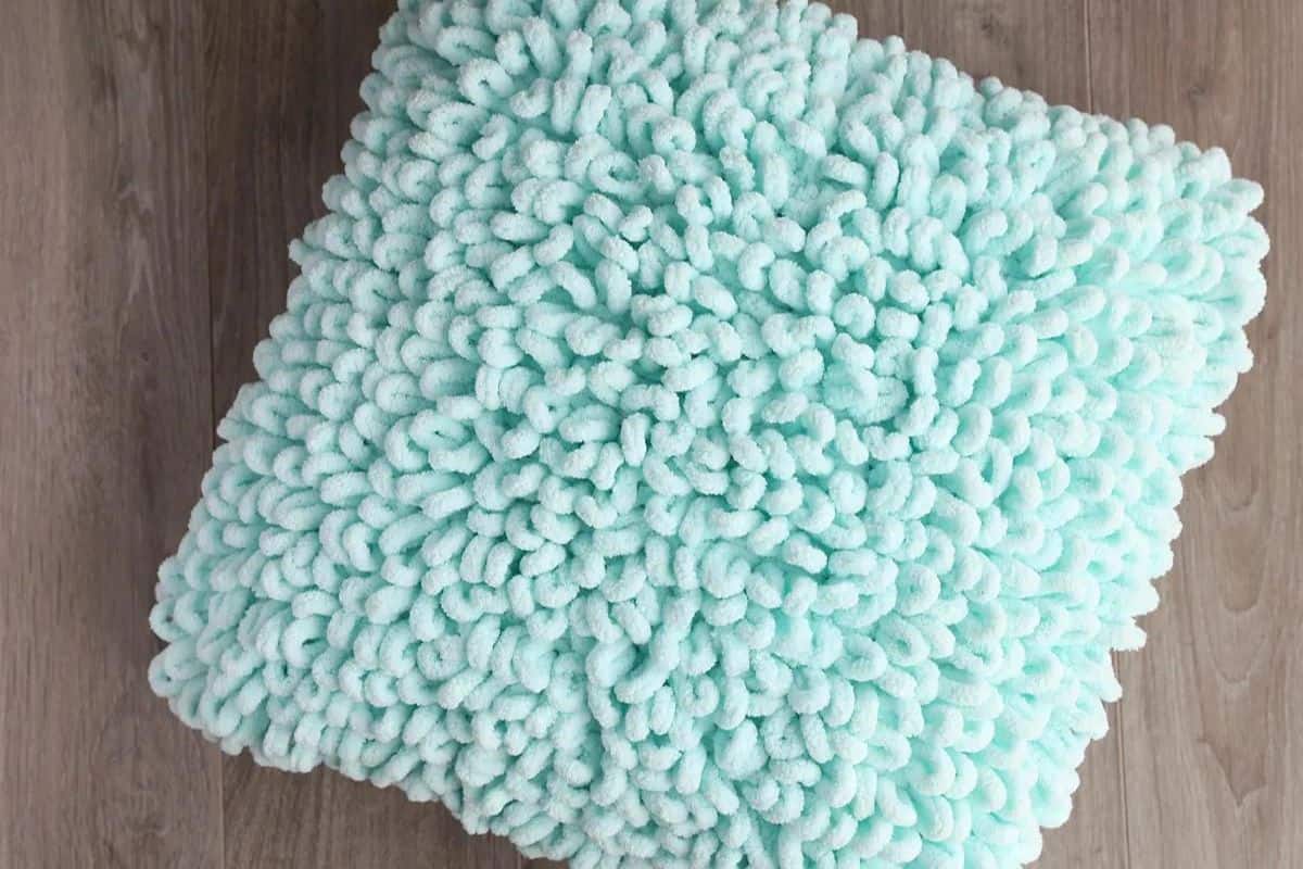 Mint Green DIY Loop Texture Throw Pillow.