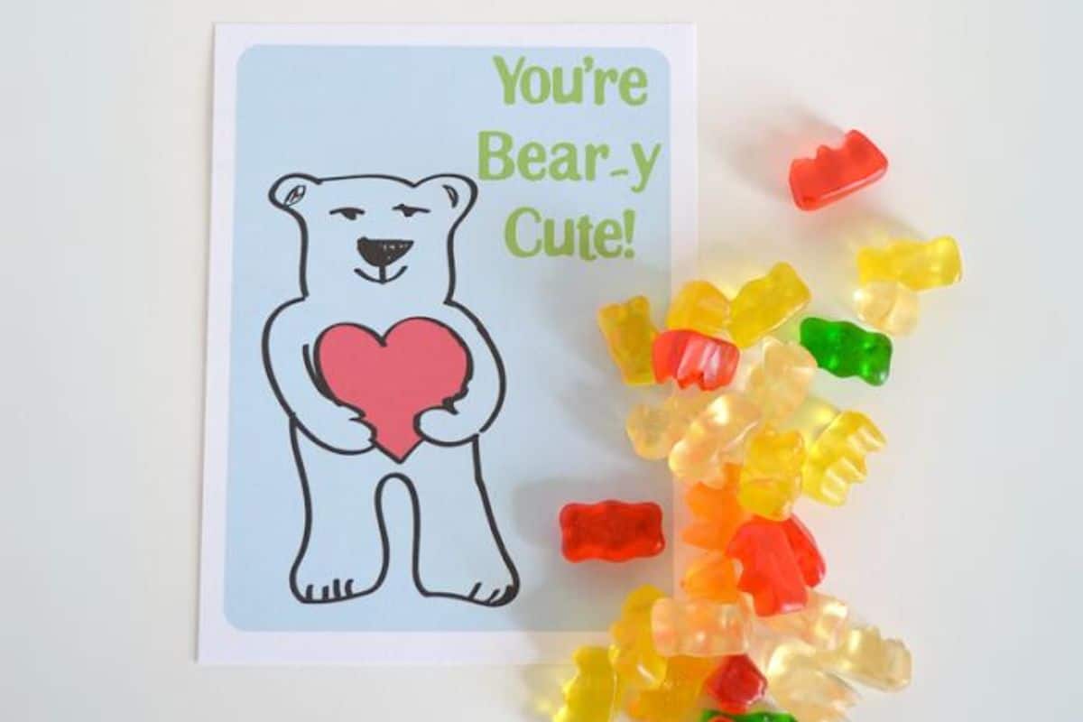 Gummy Bear Valentine Printable.